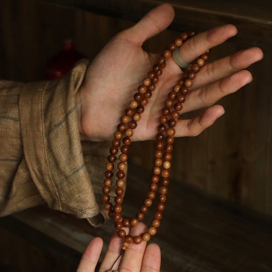 Old Sandalwood Mala (8mm) – ‘A Thread of Stillness’