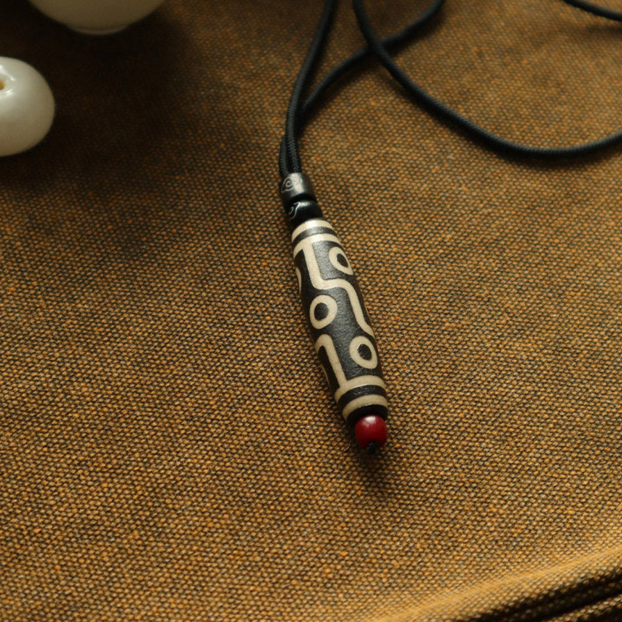 Nine-Eyed Dzi Amulet Necklace