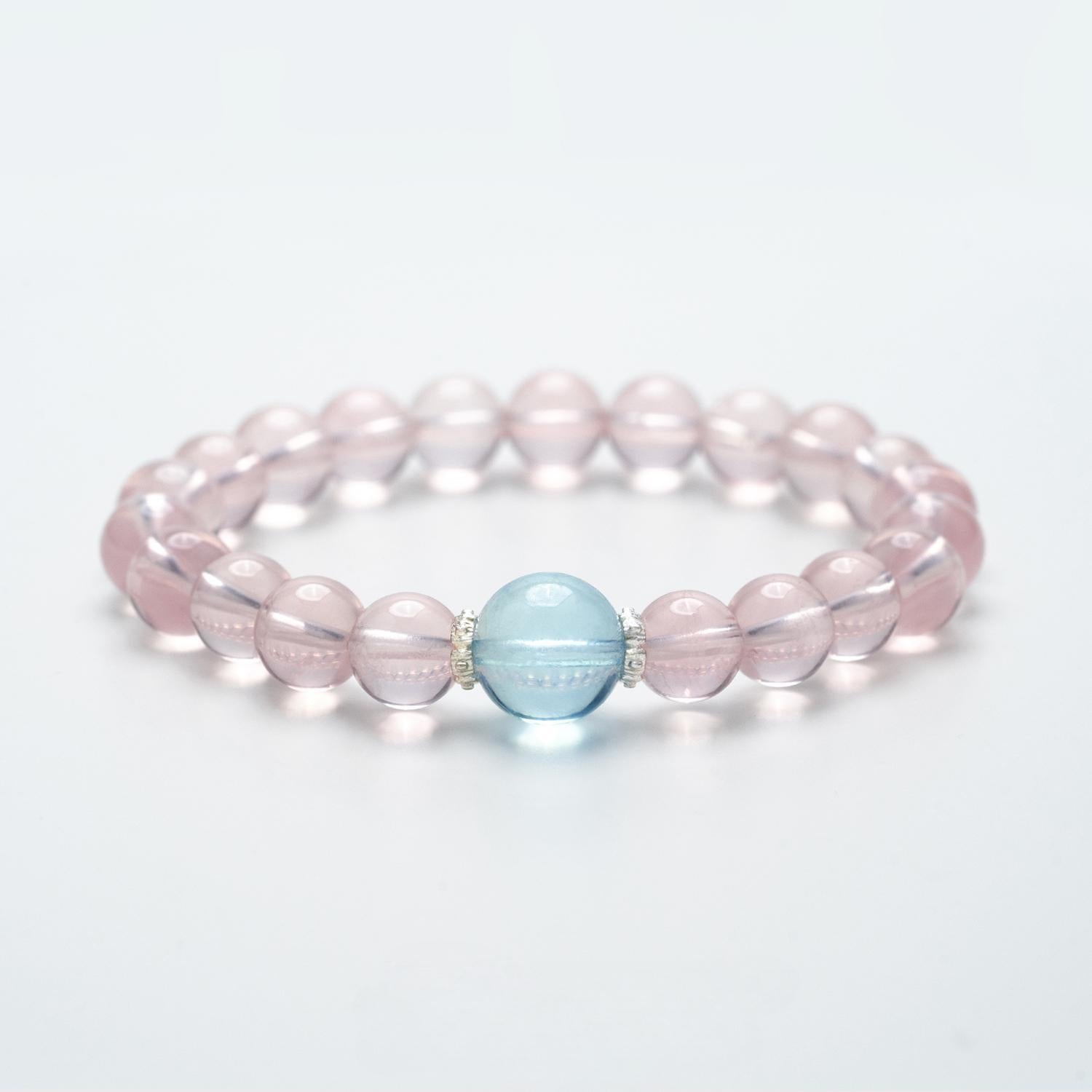 Rose Quartz & Aquamarine Bracelet – Soothing Energy (6mm)