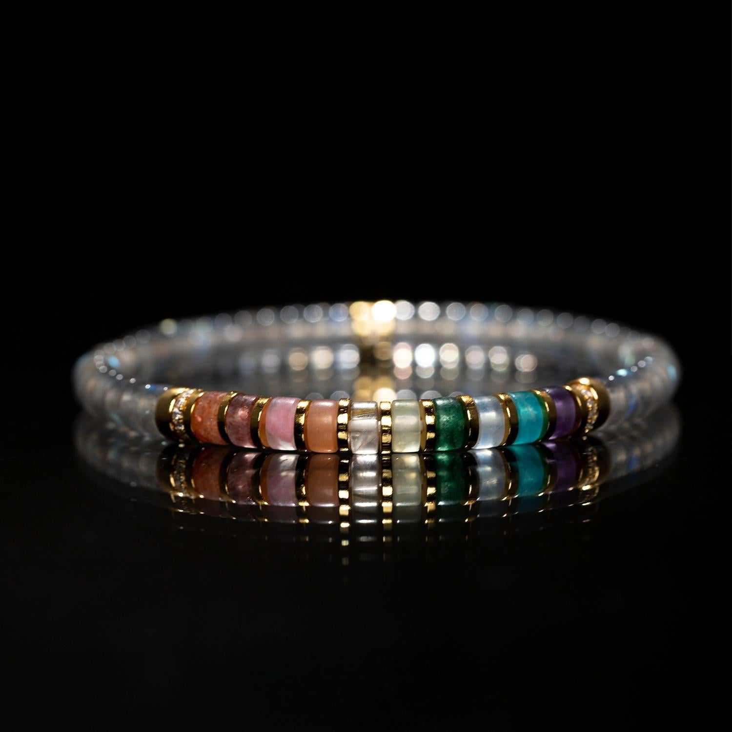 Rainbow Moonstone Chakra Bracelet – 5mm Beads