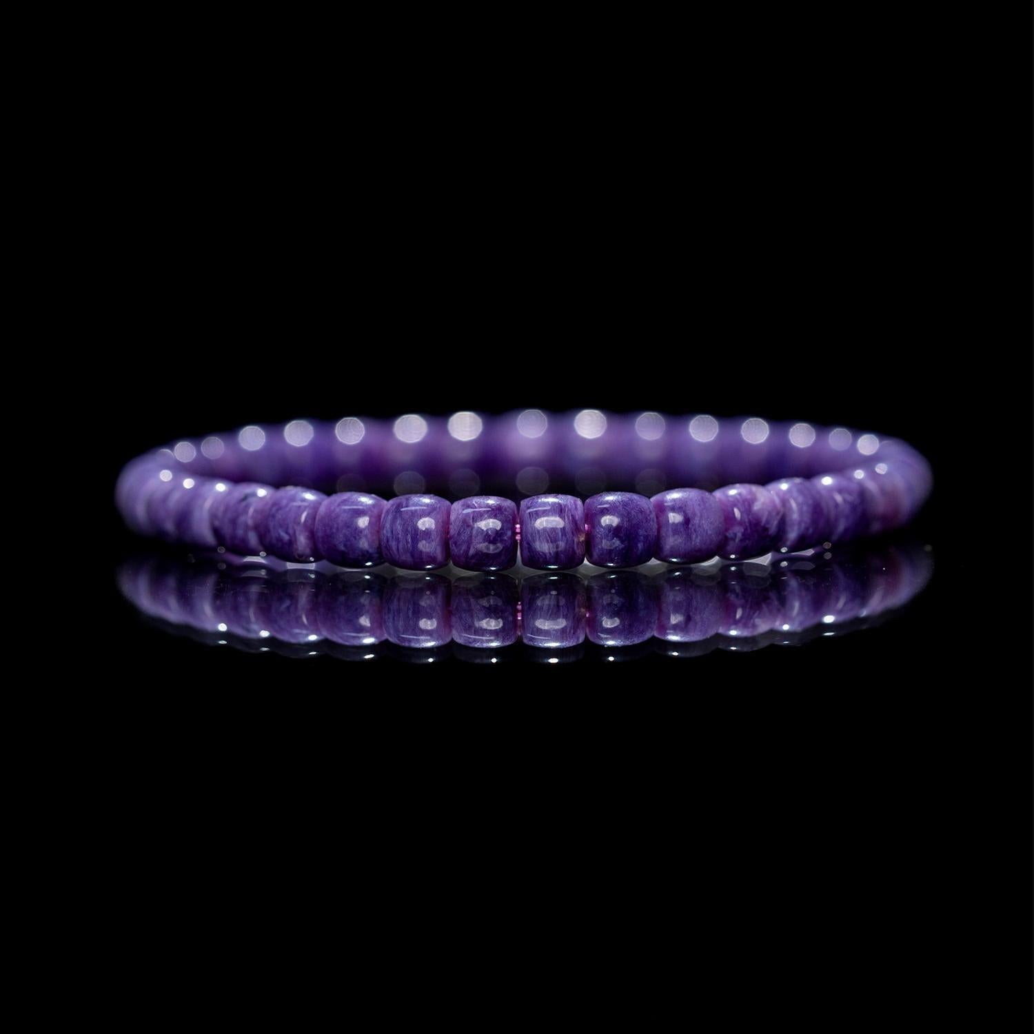 Amethyst Dragon Crystal Bracelet – Purple Barrel Beads（6mm）