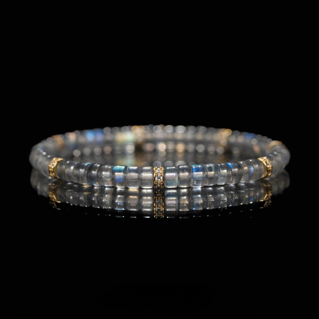 High-Polish Gray Moonstone Bracelet – Barrel Beads (5mm)