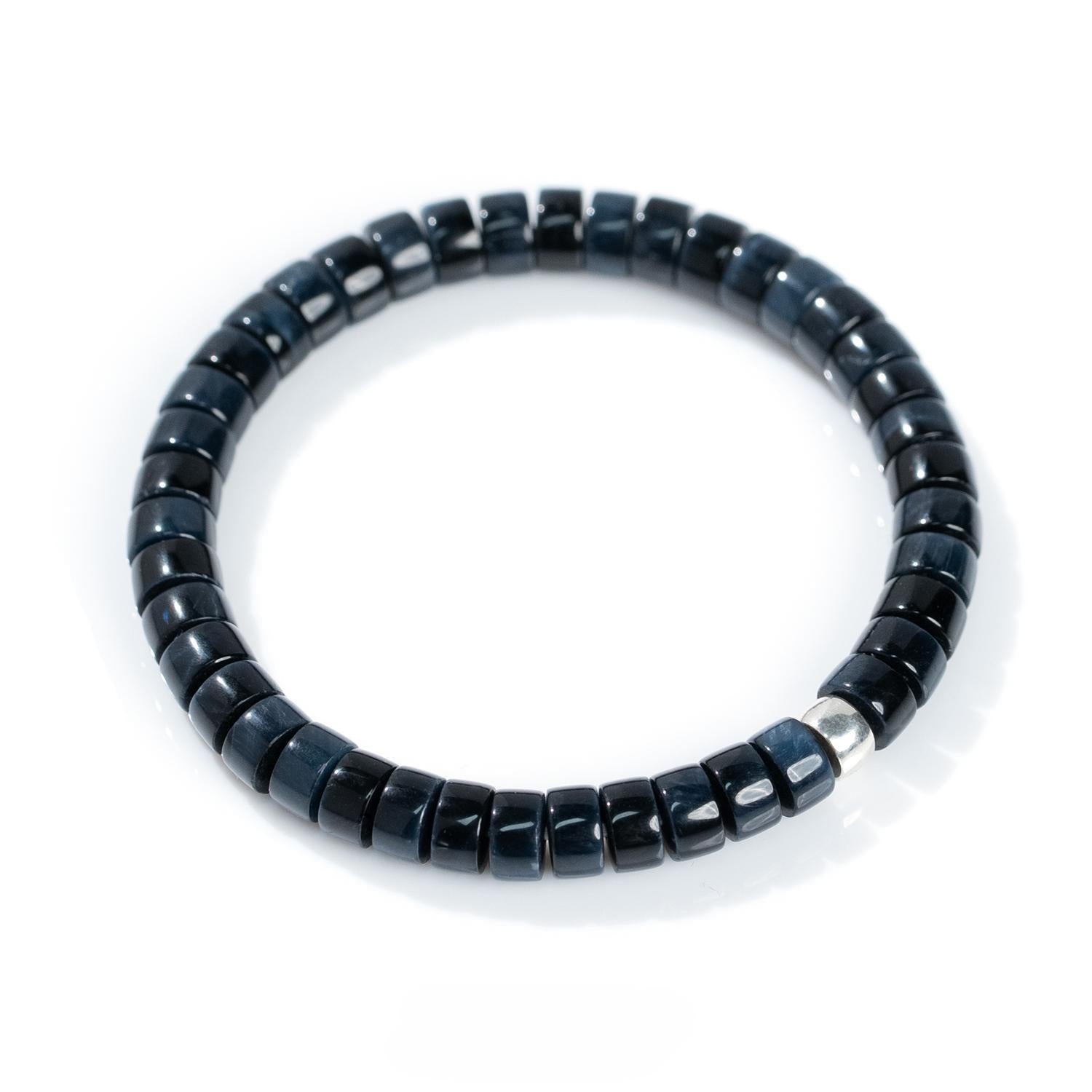 Blue Tiger’s Eye Energy Bracelet – Barrel Beads (7mm)