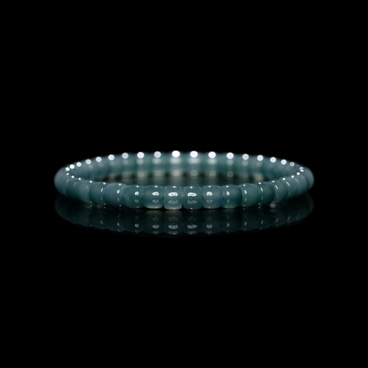 High‑Ice Blue Jadeite Serenity Bracelet – 6 mm Barrel Beads