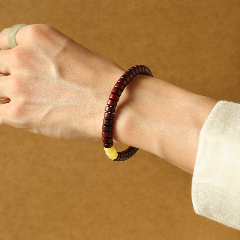 Still as Water – Purple Sandalwood & Amber Disc Bracelet