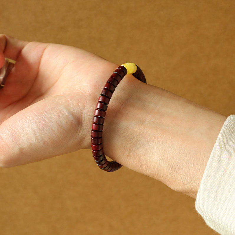 Still as Water – Purple Sandalwood & Amber Disc Bracelet