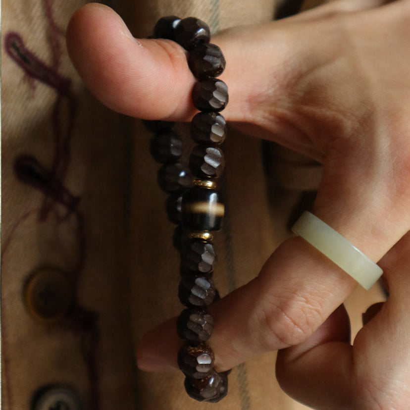 Heaven’s Return – Carved Coconut Shell Beads with Blade-Cut Edges Bracelet