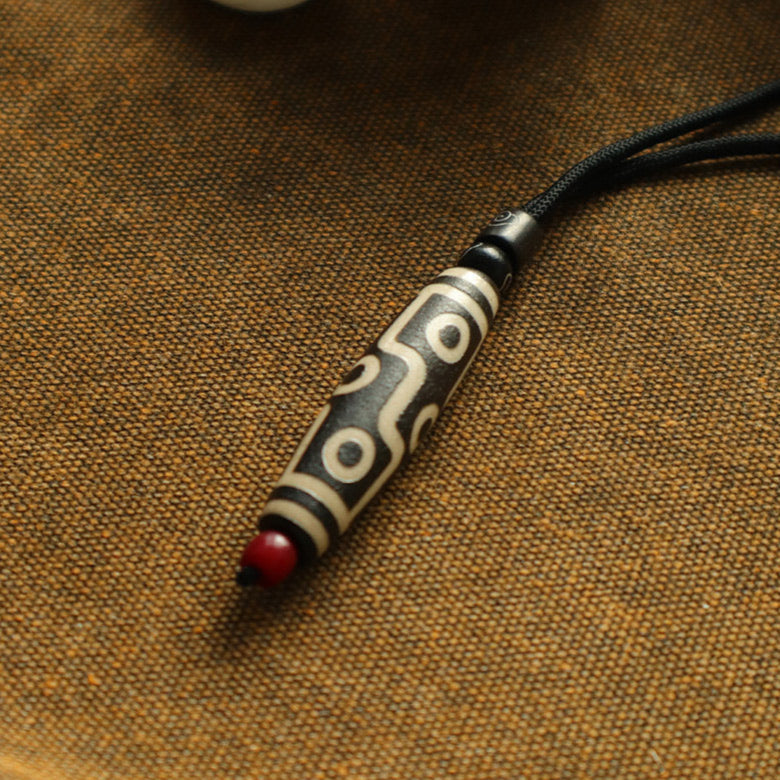 Nine-Eyed Dzi Amulet Necklace