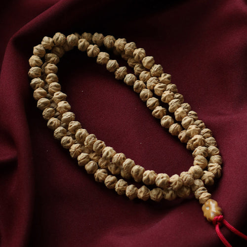 Ascetic Weave Mala – Monk’s Hemp Knot Beads (108 beads)