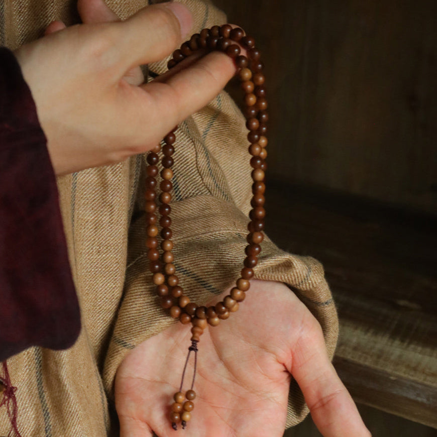 Old Sandalwood Mala (8mm) – ‘A Thread of Stillness’