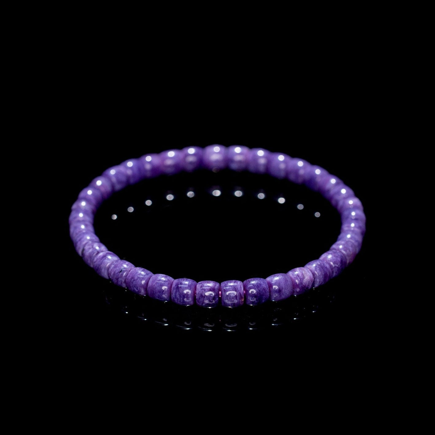 Amethyst Dragon Crystal Bracelet – Purple Barrel Beads（6mm）
