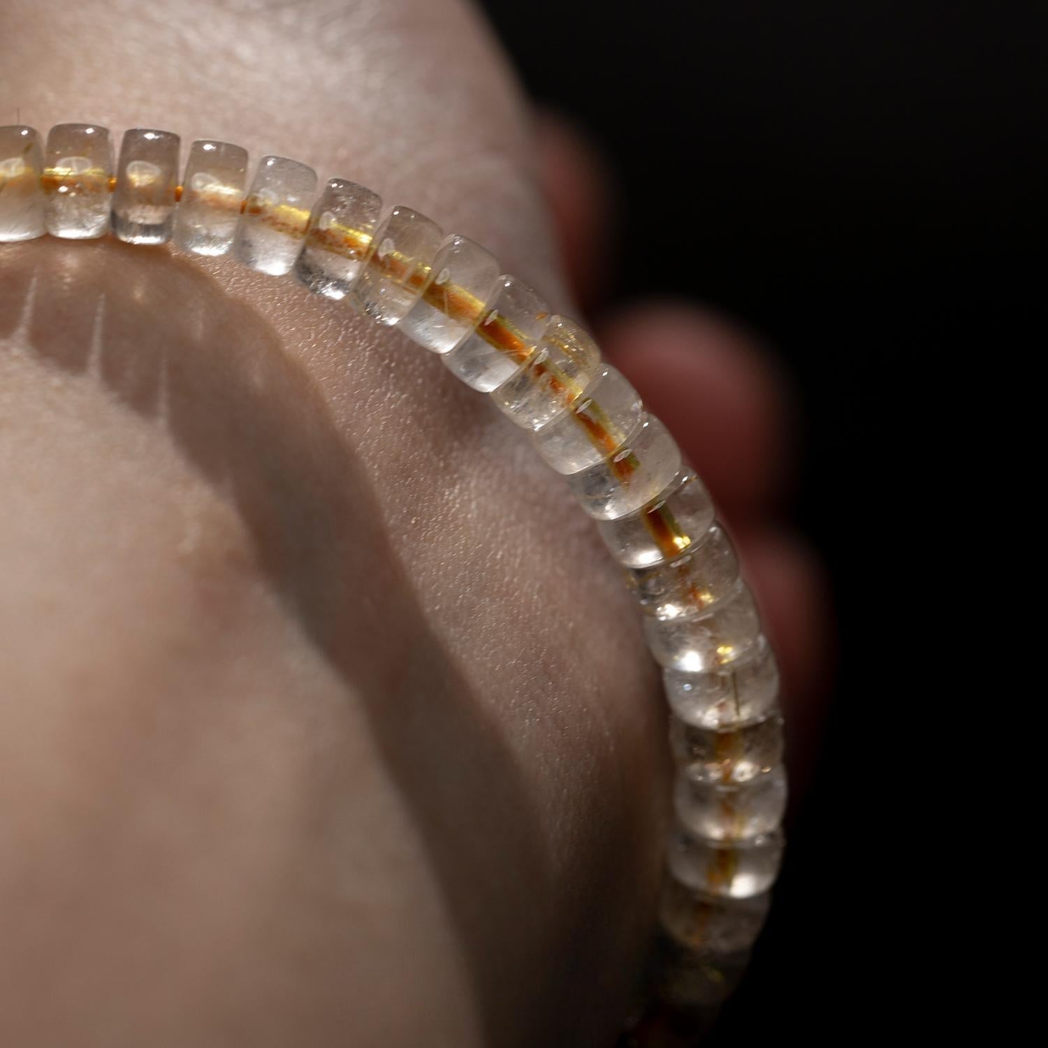 Golden Wealth Rutilated Quartz Bracelet – 6 mm Disc‑Cut