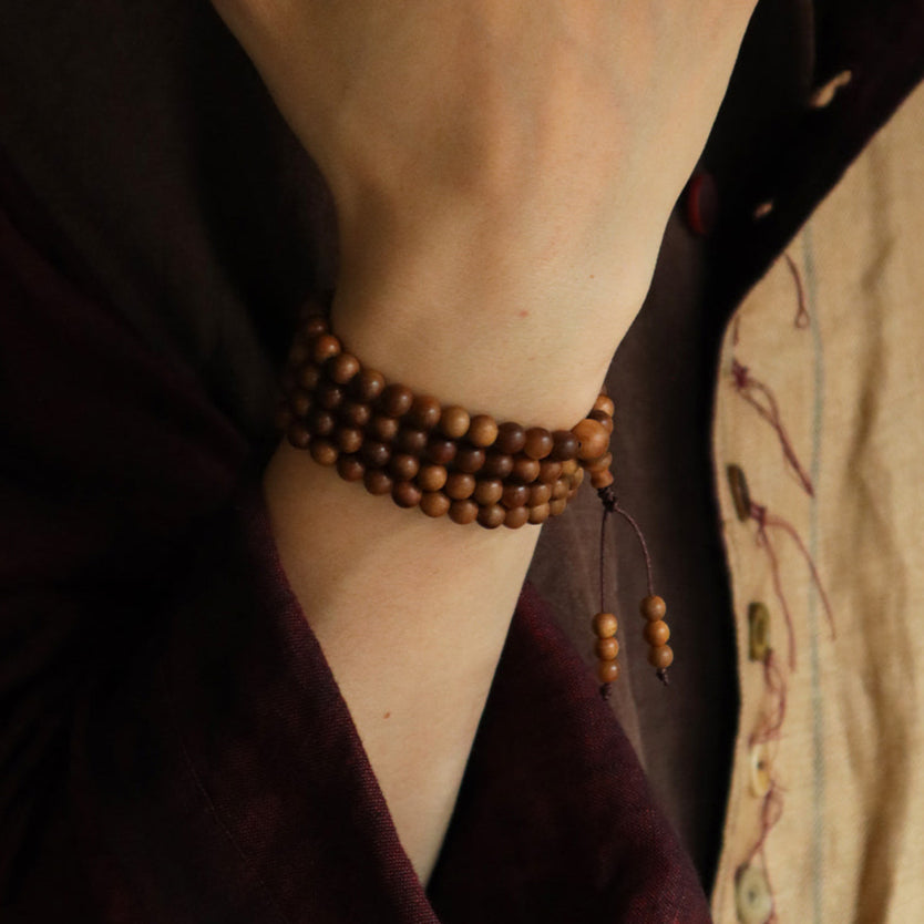 Old Sandalwood Mala (8mm) – ‘A Thread of Stillness’