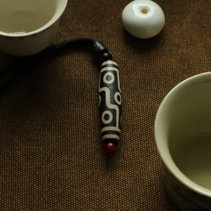 Nine-Eyed Dzi Amulet Necklace