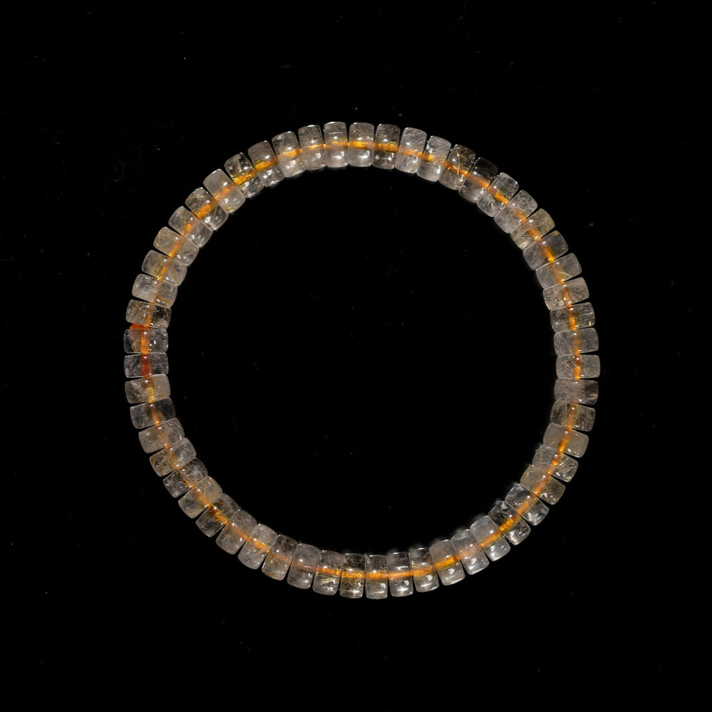 Golden Wealth Rutilated Quartz Bracelet – 6 mm Disc‑Cut