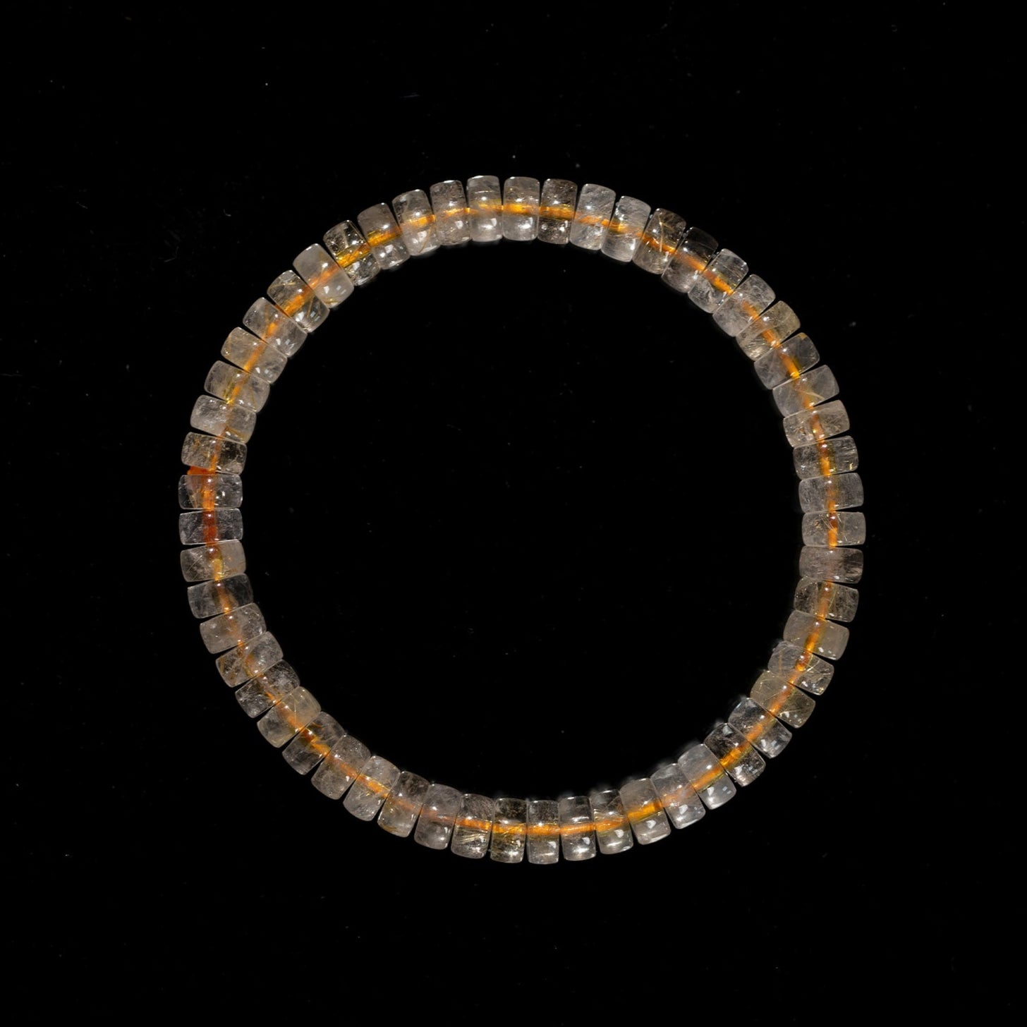 Golden Wealth Rutilated Quartz Bracelet – 6 mm Disc‑Cut