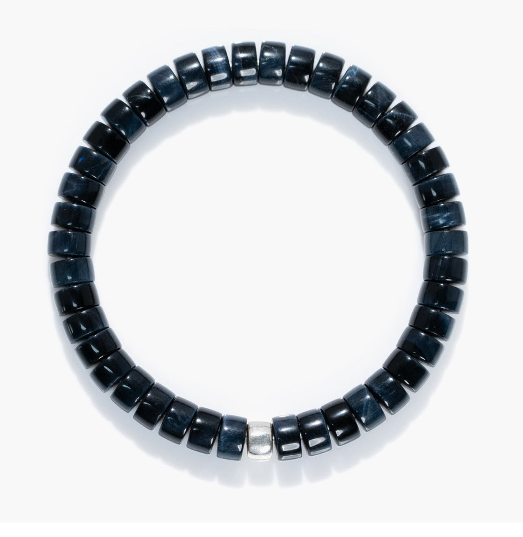 Blue Tiger’s Eye Energy Bracelet – Barrel Beads (7mm)