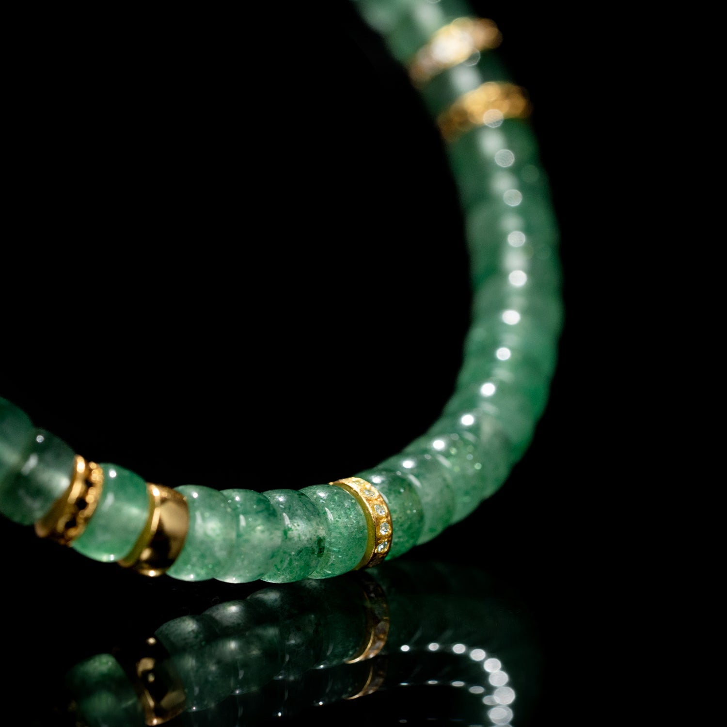 reen Phantom Quartz  Barrel‑Bead Triple Bracelet（6mm）