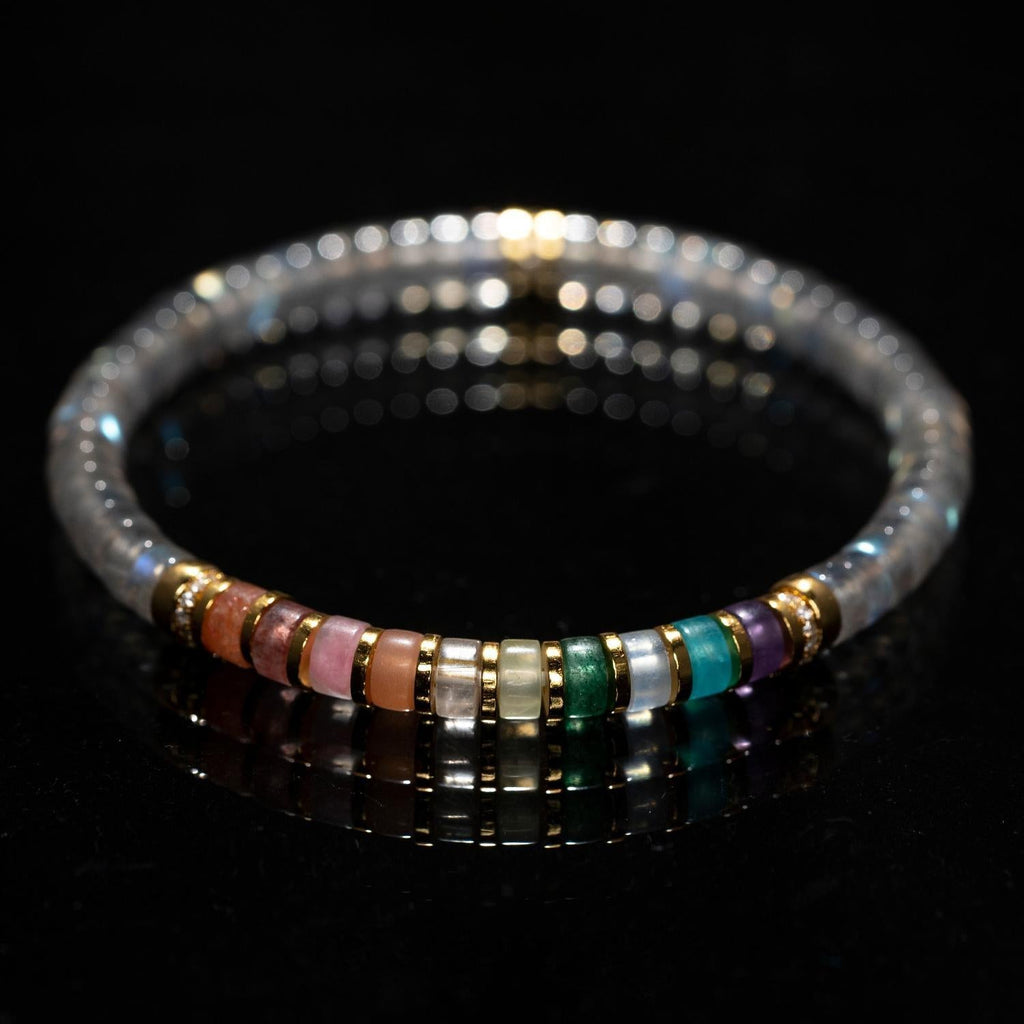 Rainbow Moonstone Chakra Bracelet – 5mm Beads