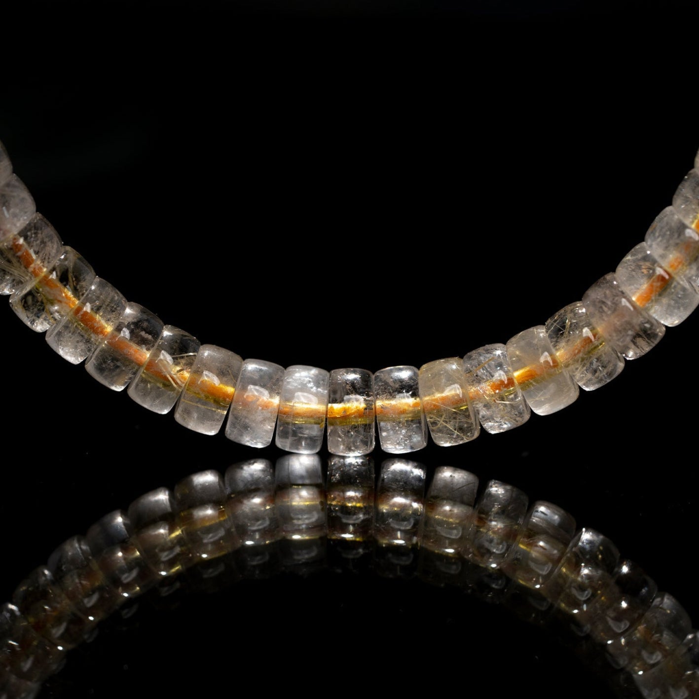 Golden Wealth Rutilated Quartz Bracelet – 6 mm Disc‑Cut