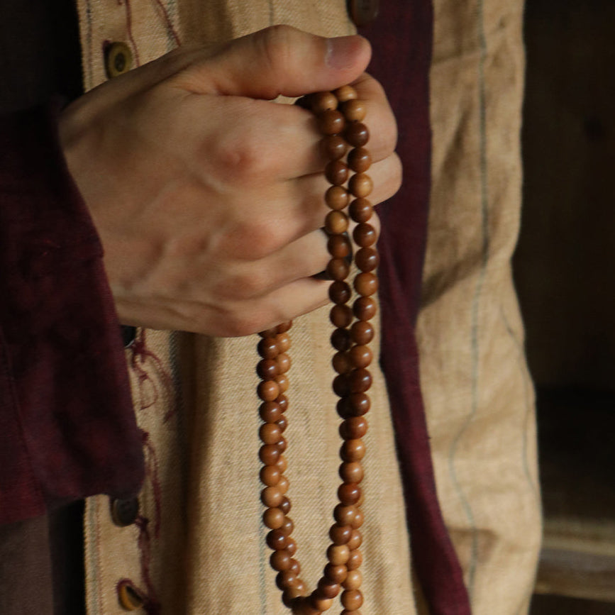 Old Sandalwood Mala (8mm) – ‘A Thread of Stillness’
