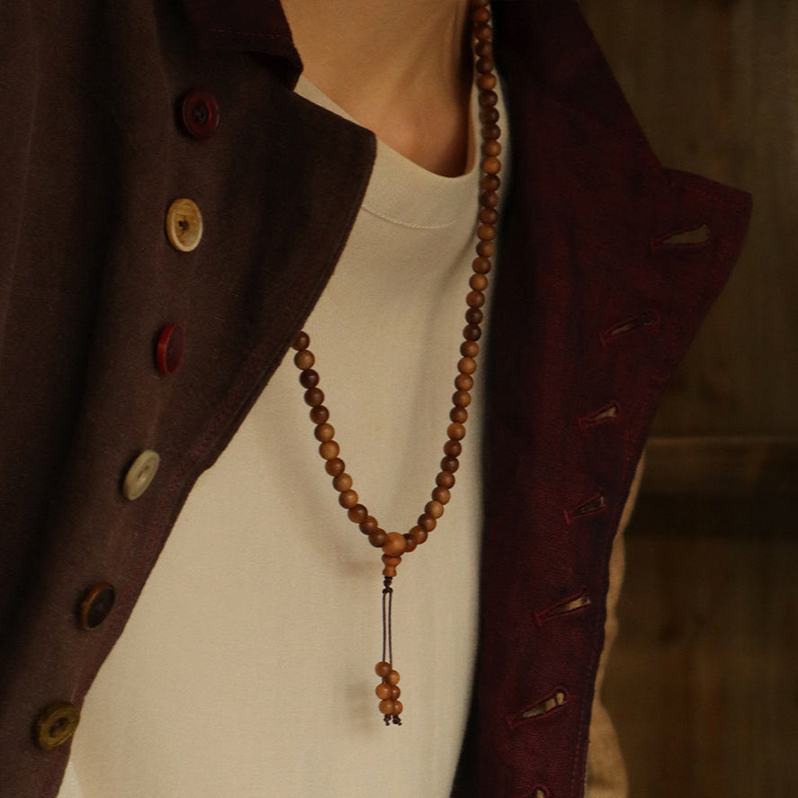 Old Sandalwood Mala (8mm) – ‘A Thread of Stillness’