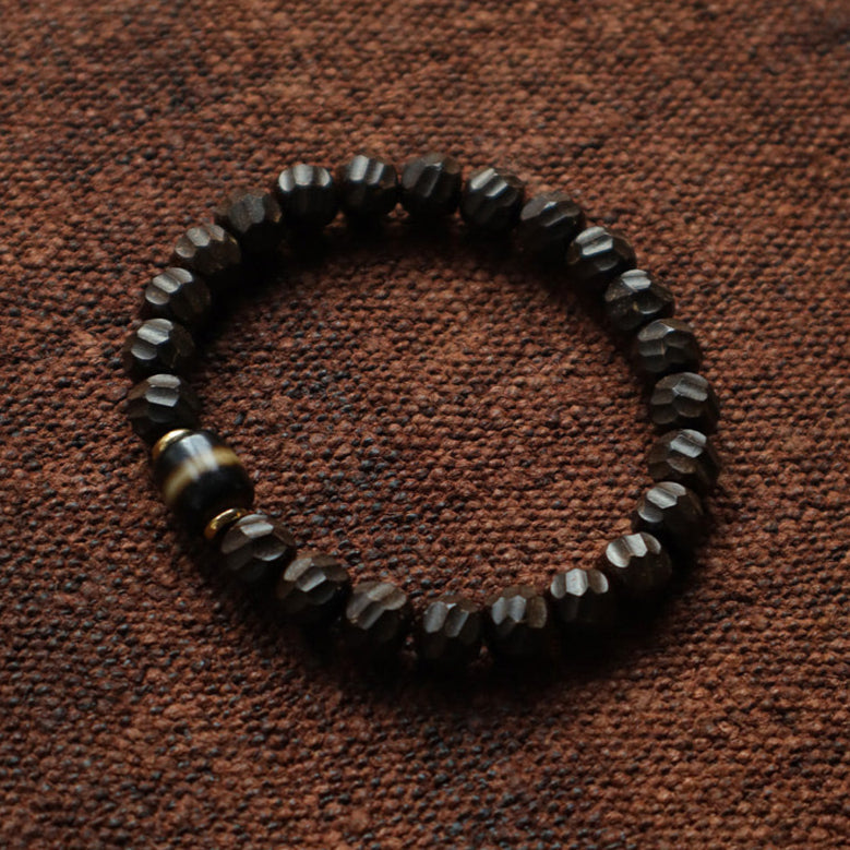 Heaven’s Return – Carved Coconut Shell Beads with Blade-Cut Edges Bracelet