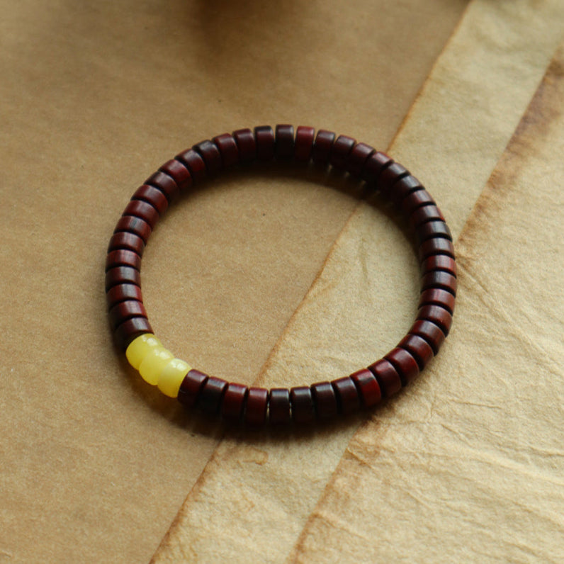 Still as Water – Purple Sandalwood & Amber Disc Bracelet