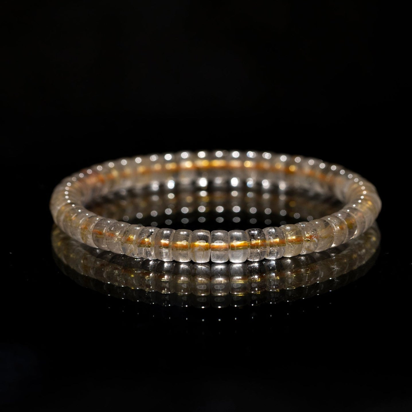Golden Wealth Rutilated Quartz Bracelet – 6 mm Disc‑Cut