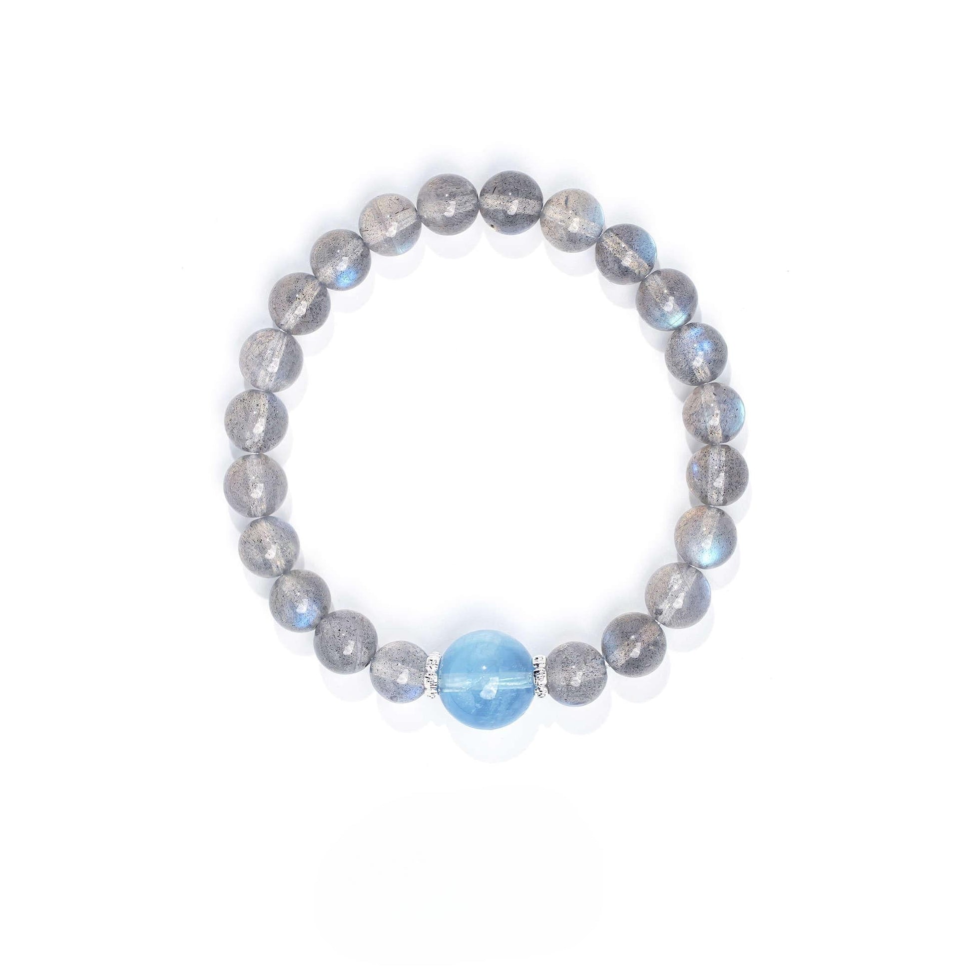 Blue-Grey Moonstone & Aquamarine Bracelet （6mm）