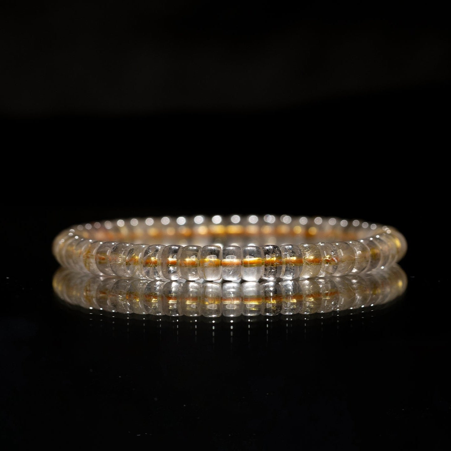 Golden Wealth Rutilated Quartz Bracelet – 6 mm Disc‑Cut