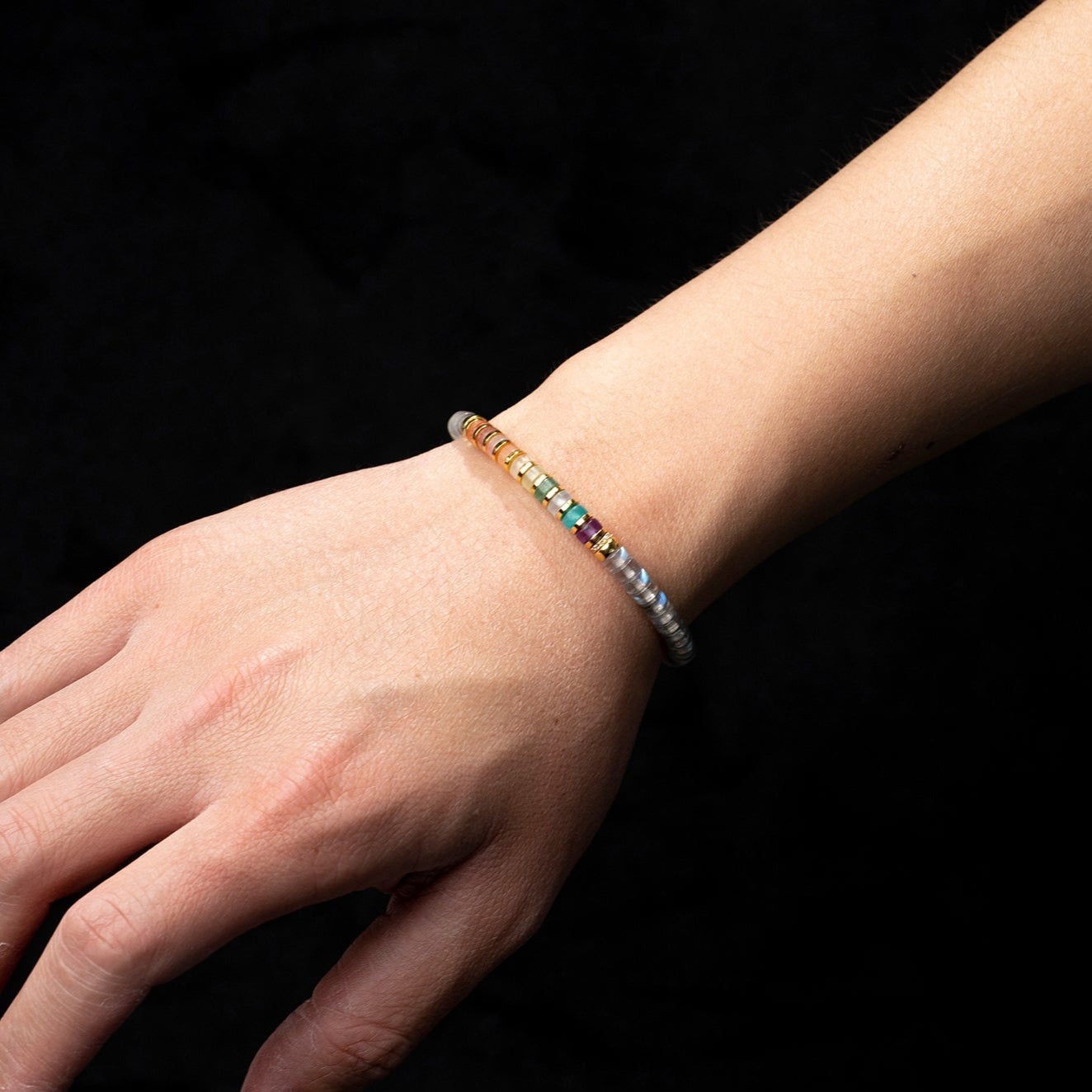 Rainbow Moonstone Chakra Bracelet – 5mm Beads