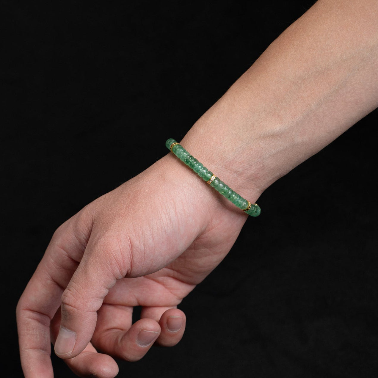 reen Phantom Quartz  Barrel‑Bead Triple Bracelet（6mm）