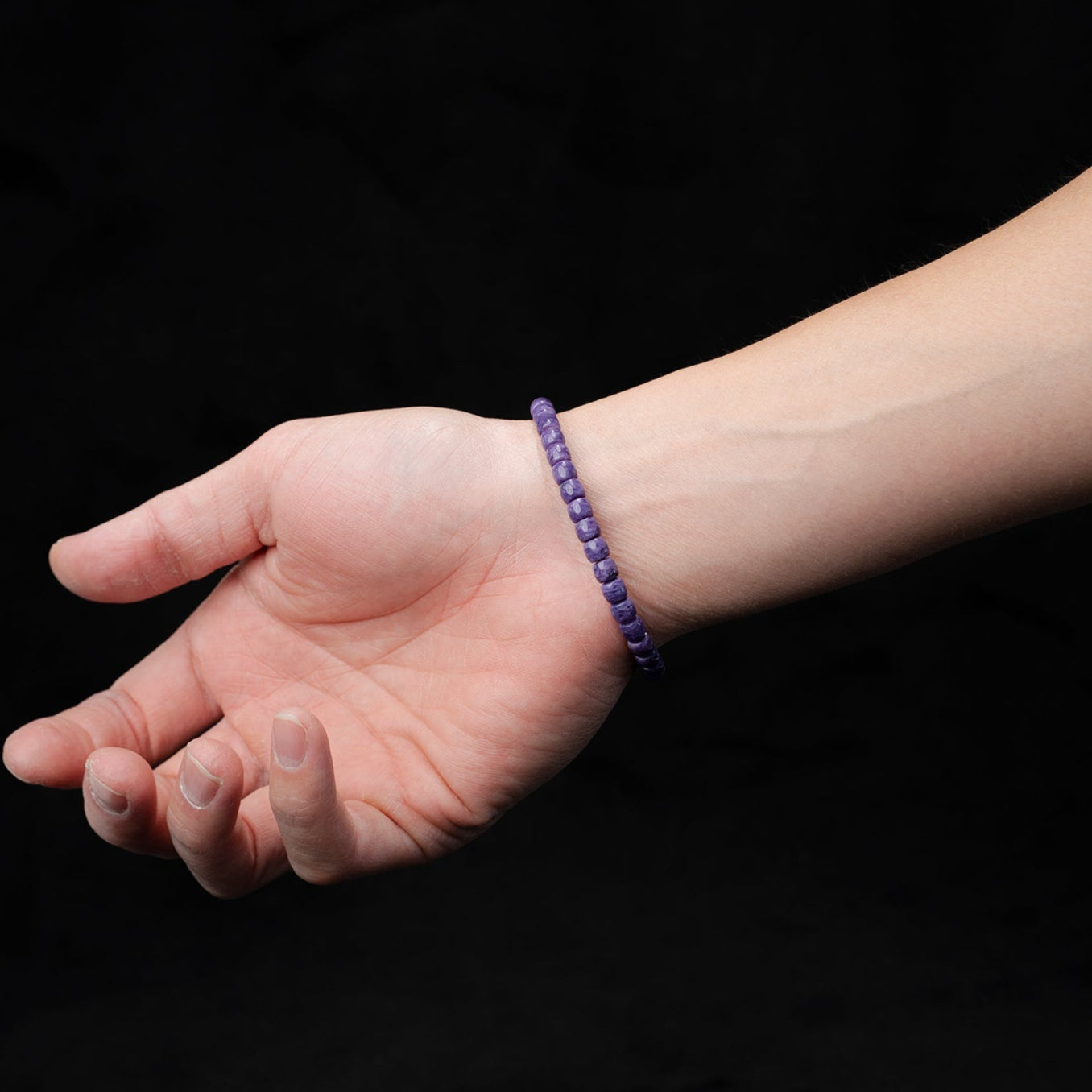 Amethyst Dragon Crystal Bracelet – Purple Barrel Beads（6mm）