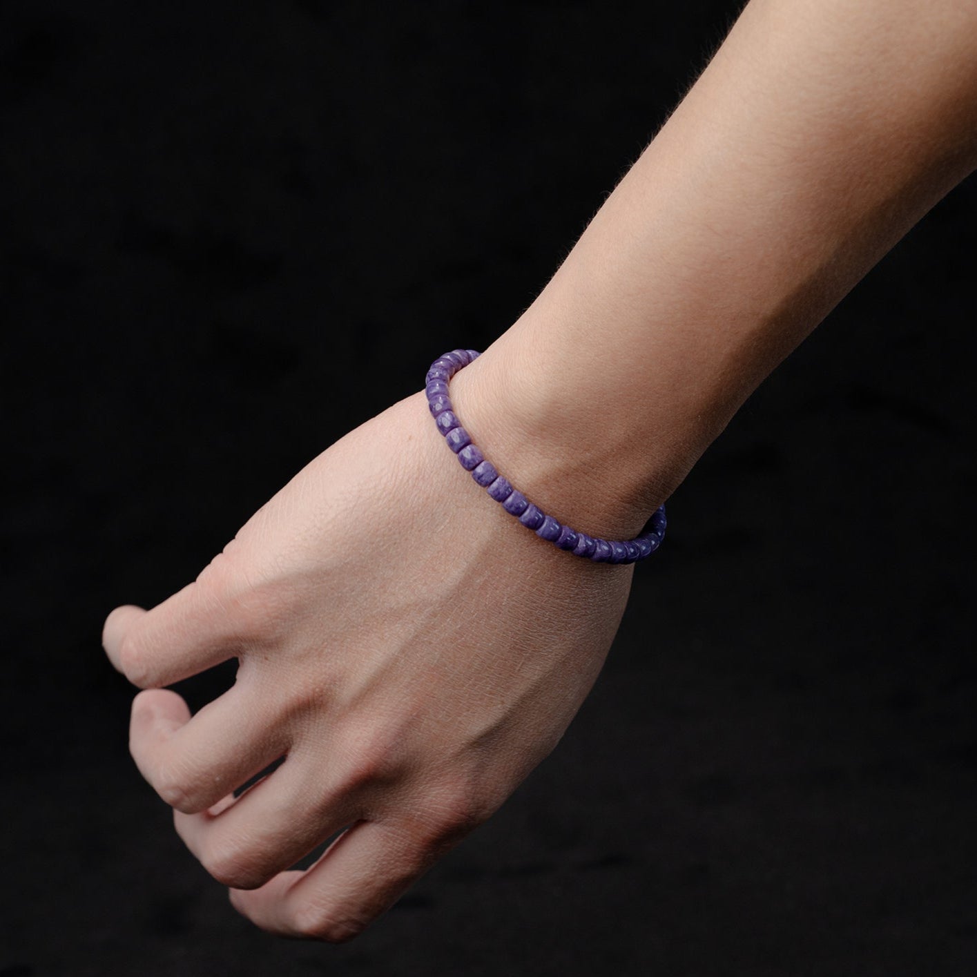Amethyst Dragon Crystal Bracelet – Purple Barrel Beads（6mm）
