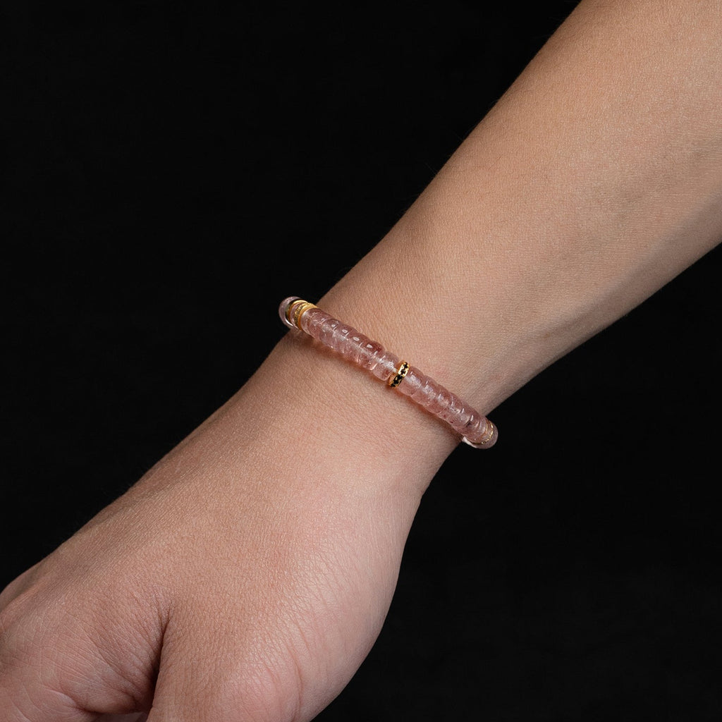 Strawberry Quartz Bracelet – Barrel Beads (6mm)
