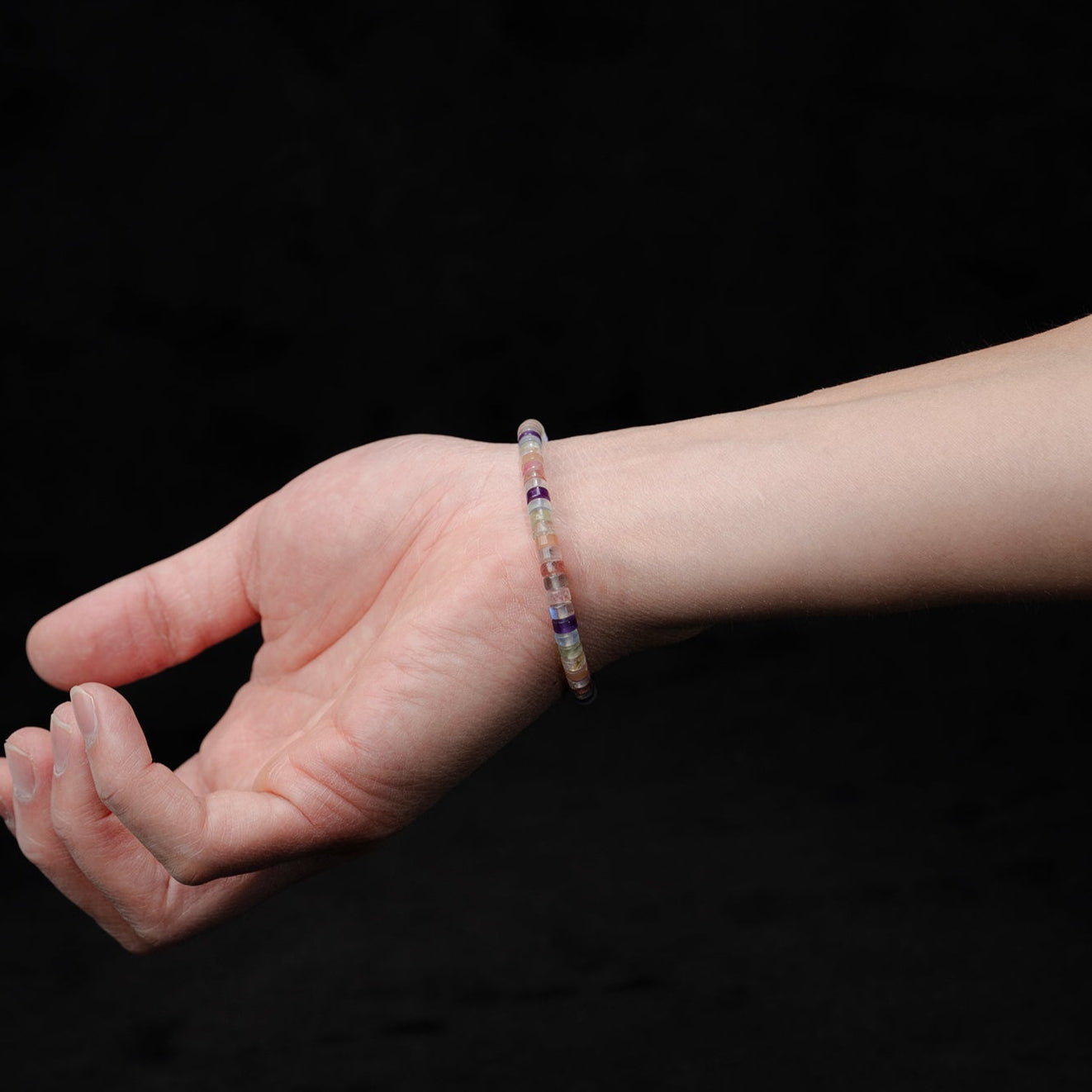 Rainbow Chakra Gem Bracelet – Barrel Beads（5mm）