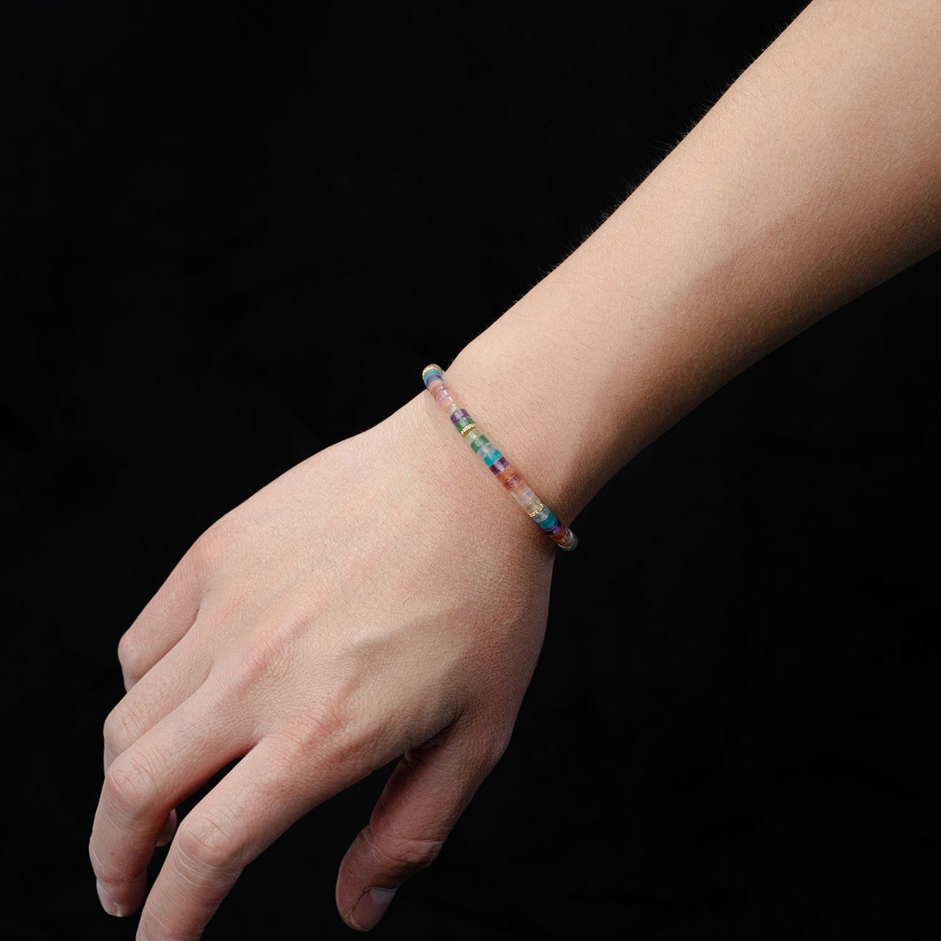 Rainbow Chakra Gem Bracelet – Barrel Beads（5mm）