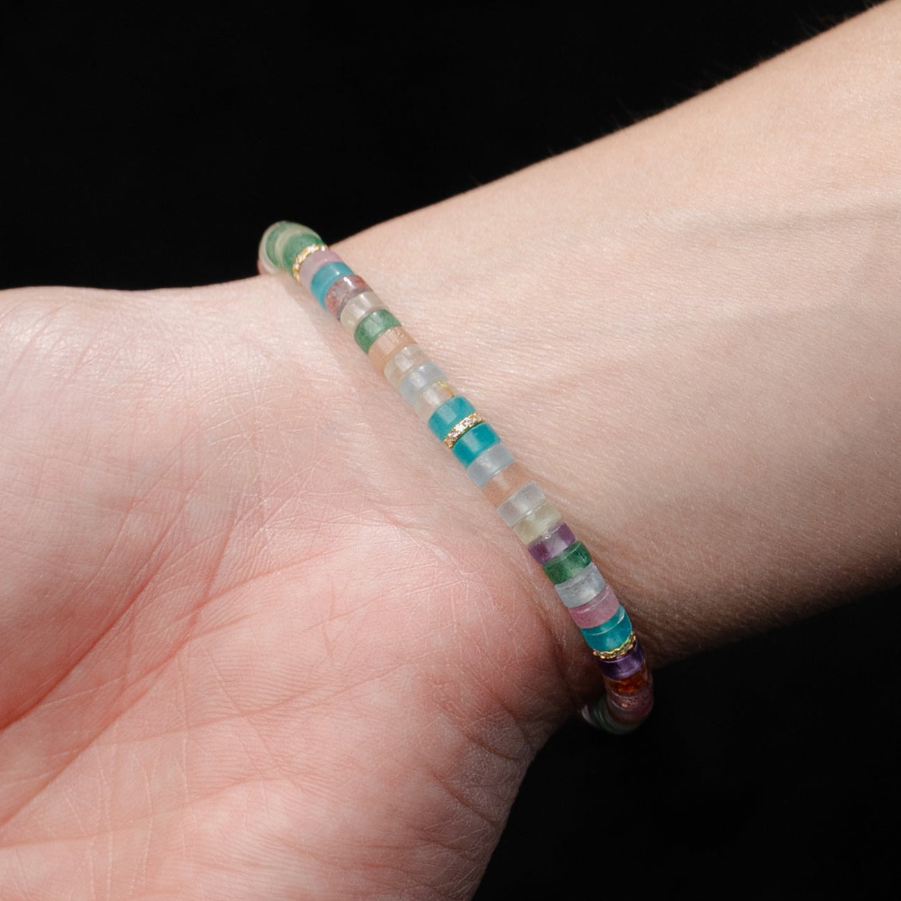Rainbow Chakra Gem Bracelet – Barrel Beads（5mm）