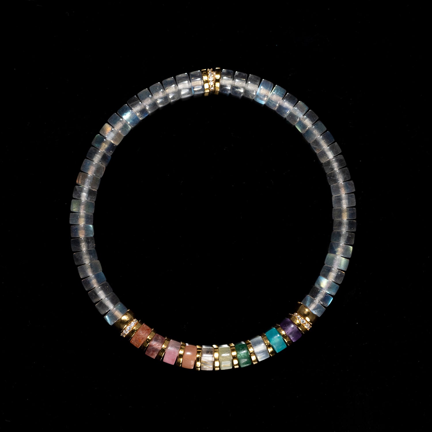 Rainbow Moonstone Chakra Bracelet – 5mm Beads