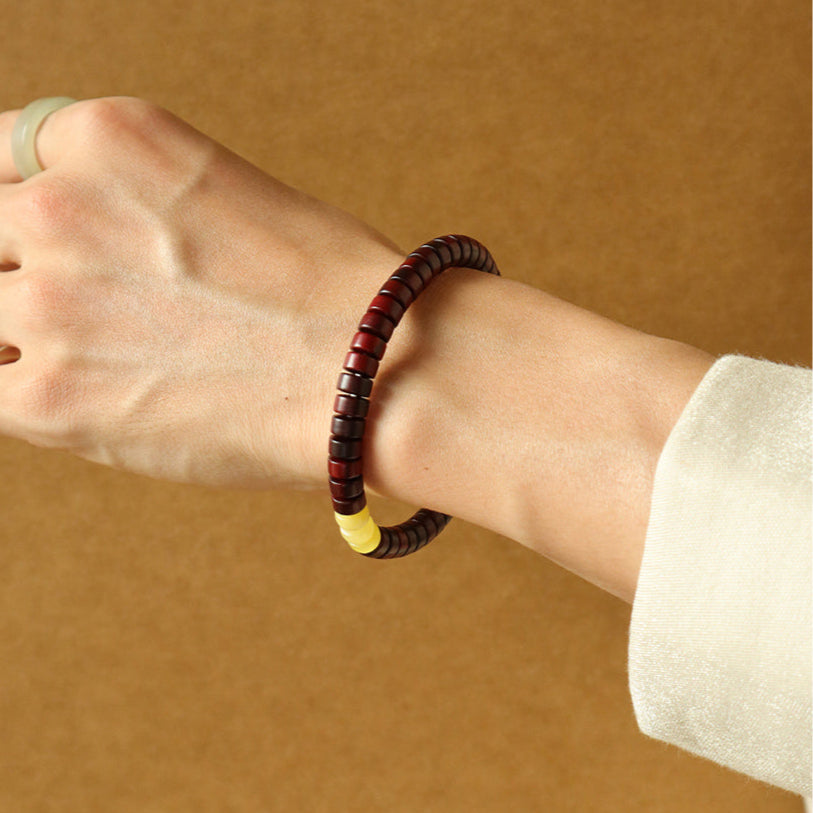 Still as Water – Purple Sandalwood & Amber Disc Bracelet