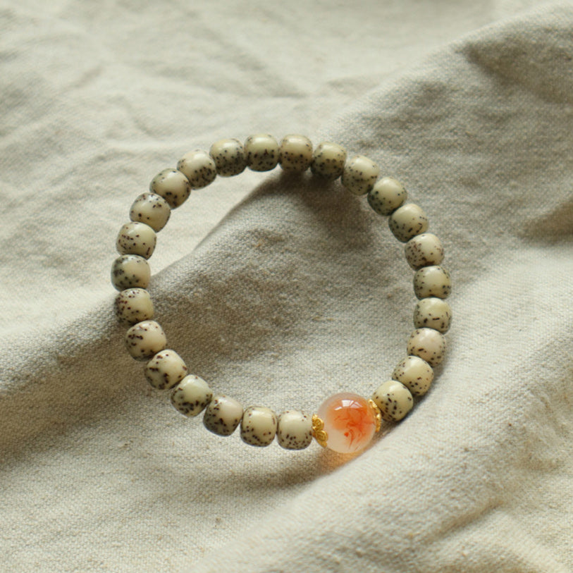 Frost Ember – Greywood Harmony Bracelet with Red Star Accent
