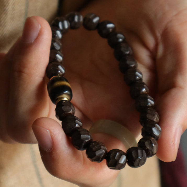 Heaven’s Return – Carved Coconut Shell Beads with Blade-Cut Edges Bracelet