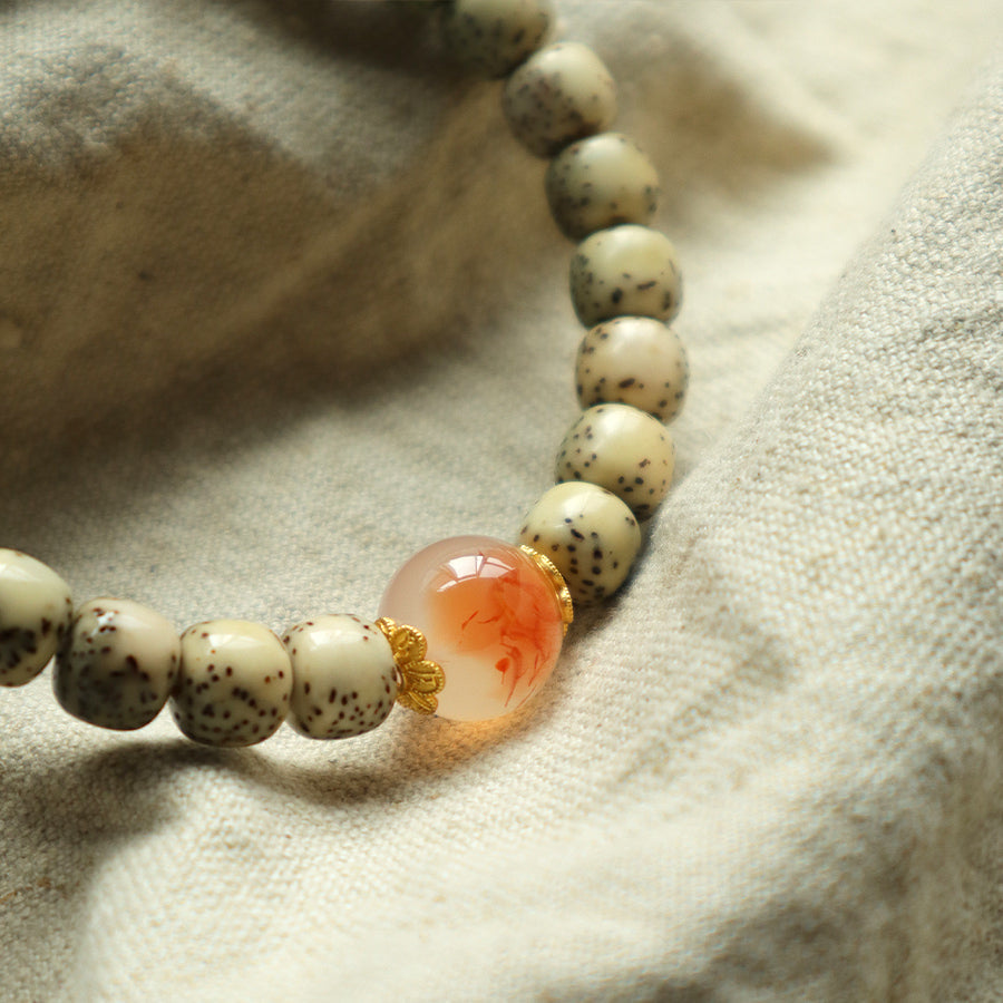 Frost Ember – Greywood Harmony Bracelet with Red Star Accent