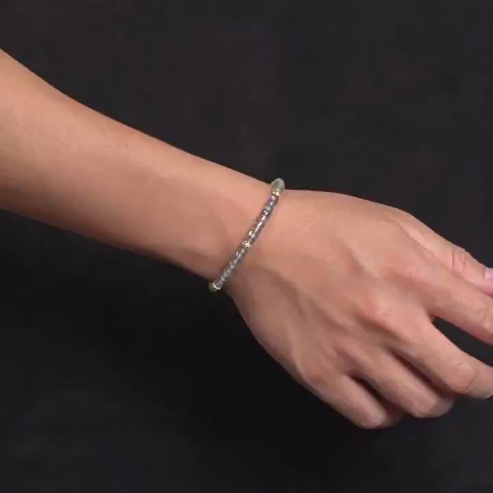 High-Polish Gray Moonstone Bracelet – Barrel Beads (5mm)