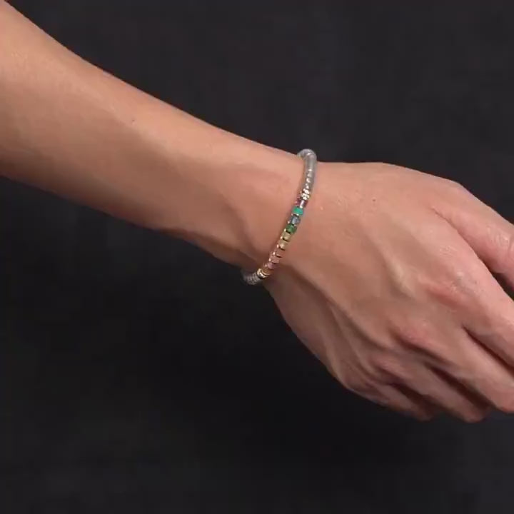 Rainbow Moonstone Chakra Bracelet – 5mm Beads