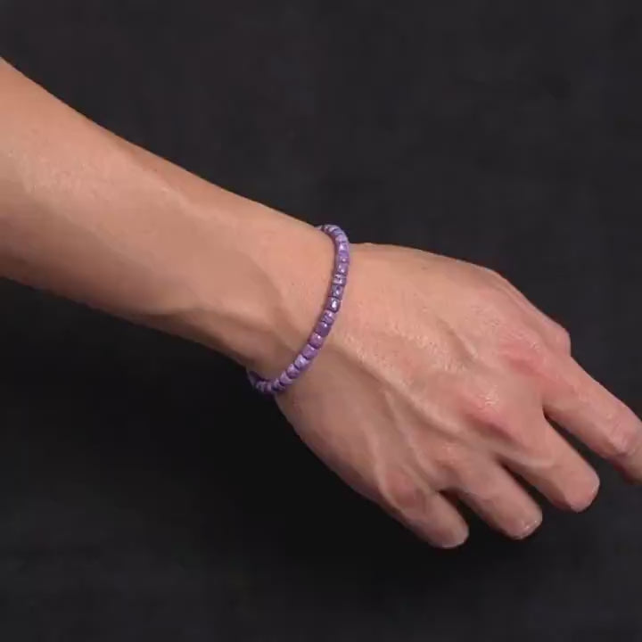 Amethyst Dragon Crystal Bracelet – Purple Barrel Beads（6mm）